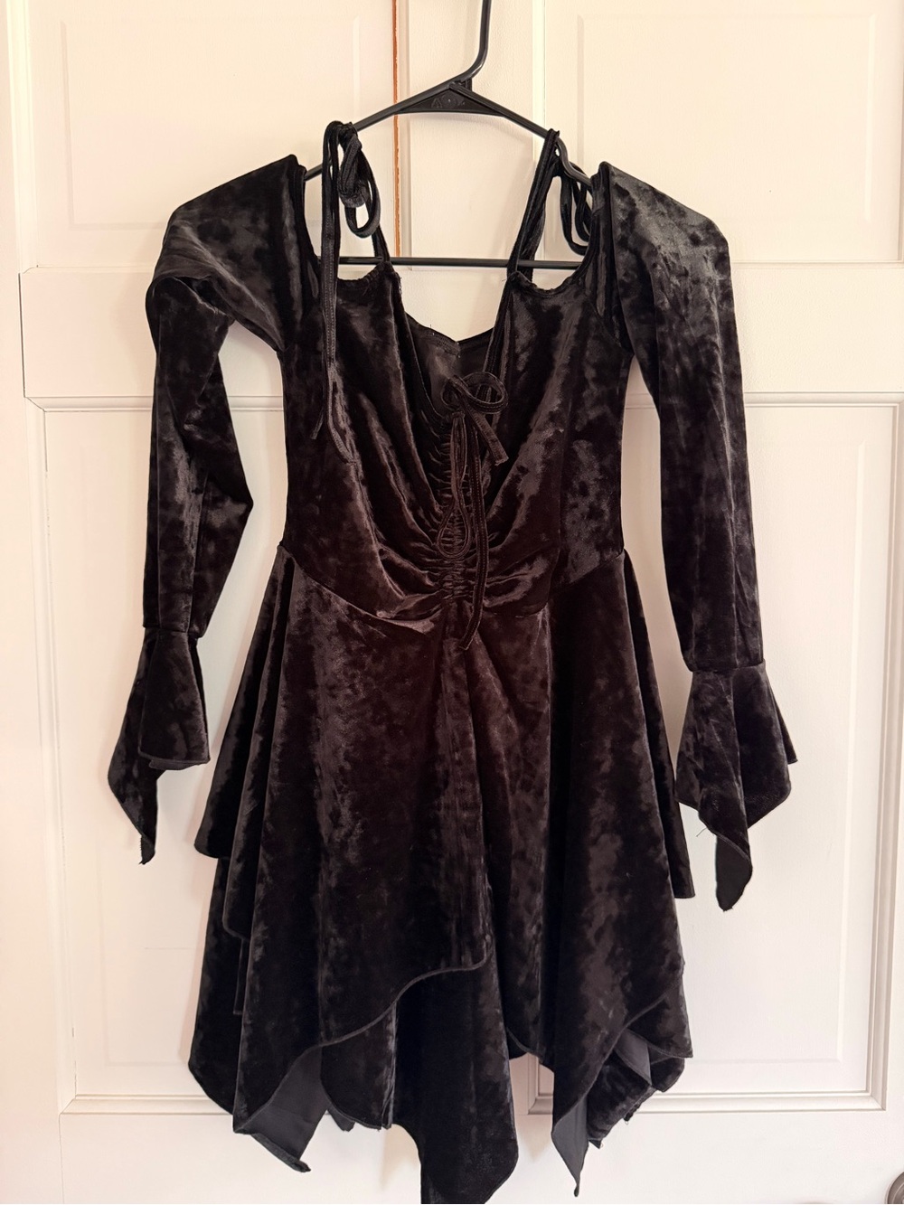 Black Velvet Asymmetric Off-Shoulder Dress